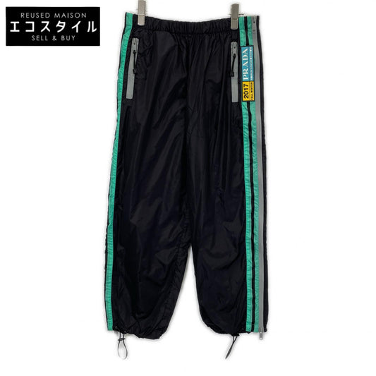 PRADA プラダ 17年製 22H733 S172 1PUZ ブラック×グリーンライン ナイロン パンツ ボトムス