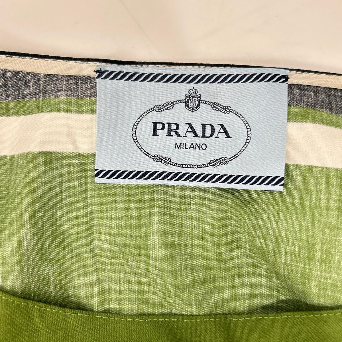 PRADA プラダ P3960R グリーンボーダー ウエストゴム フレアスリーブ ワンピース ワンピース
