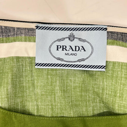 PRADA プラダ P3960R グリーンボーダー ウエストゴム フレアスリーブ ワンピース ワンピース