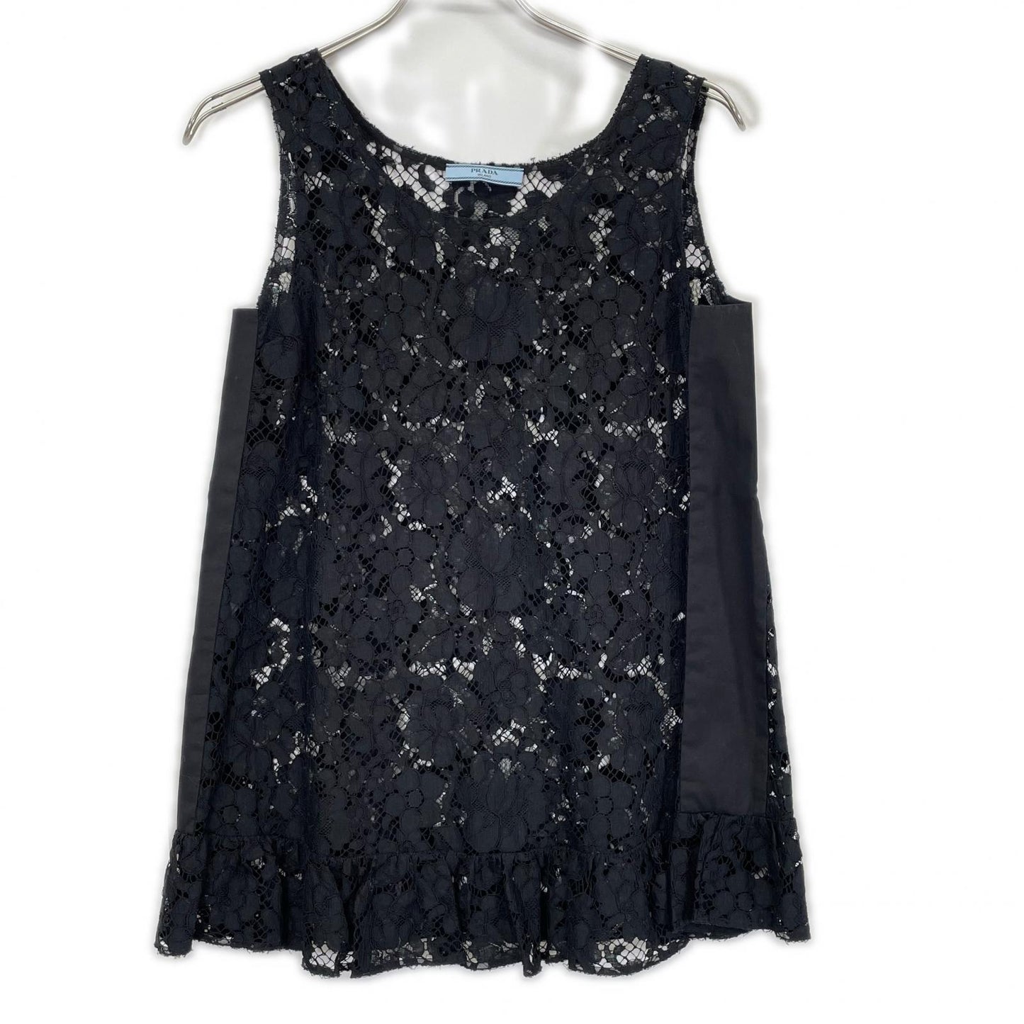 PRADA プラダ 16SS P984C ブラック インナー 総レース ノースリーブトップス トップス