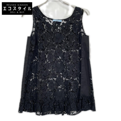 PRADA プラダ 16SS P984C ブラック インナー 総レース ノースリーブトップス トップス