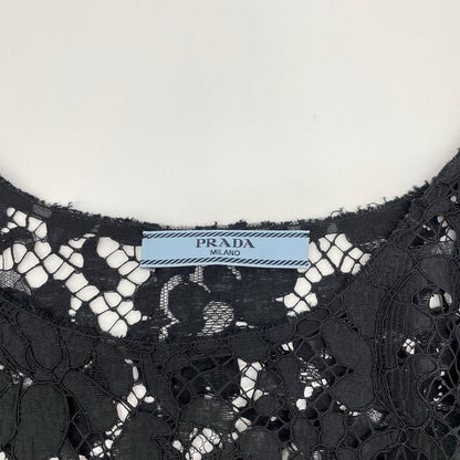 PRADA プラダ 16SS P984C ブラック インナー 総レース ノースリーブトップス トップス