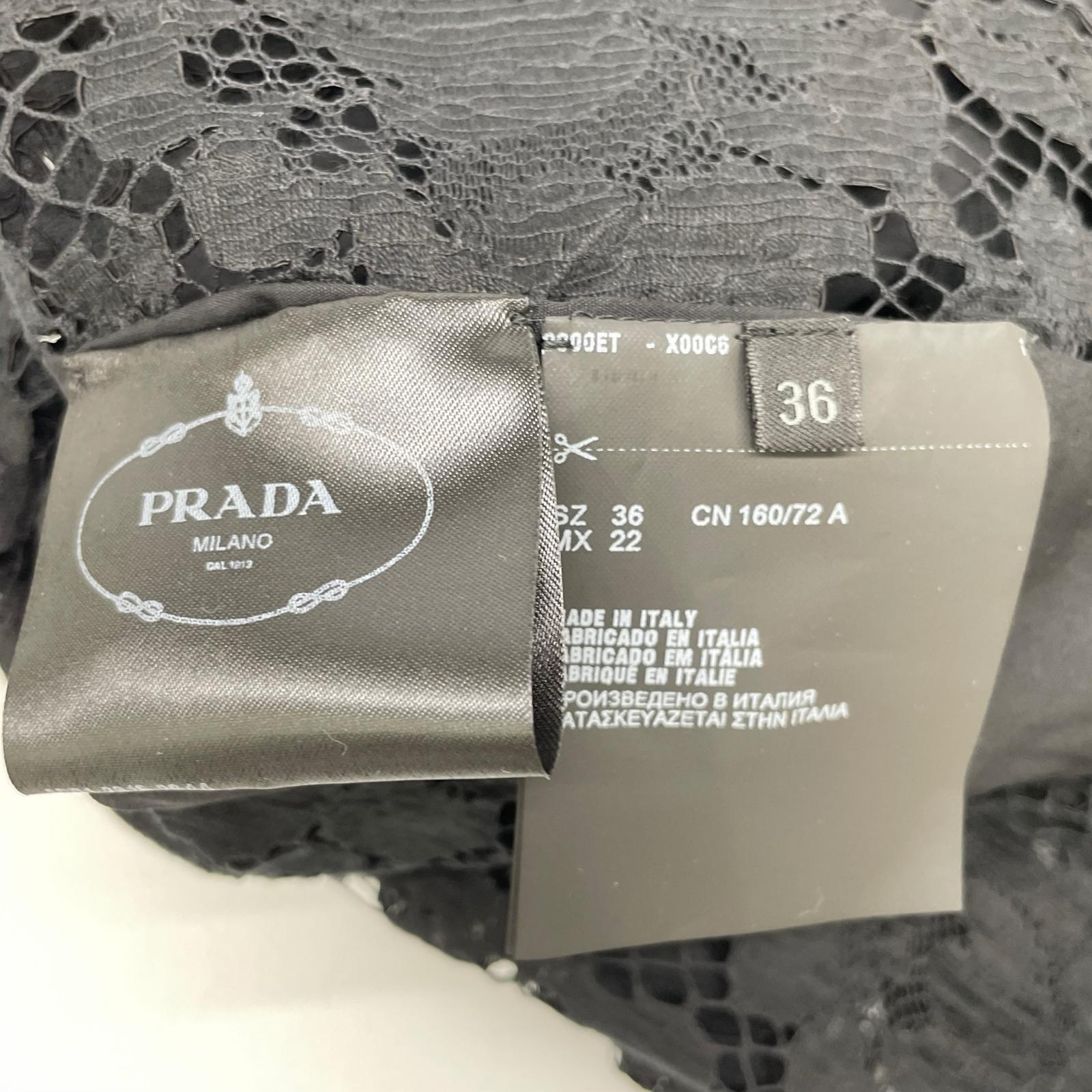 PRADA プラダ 16SS P984C ブラック インナー 総レース ノースリーブトップス トップス