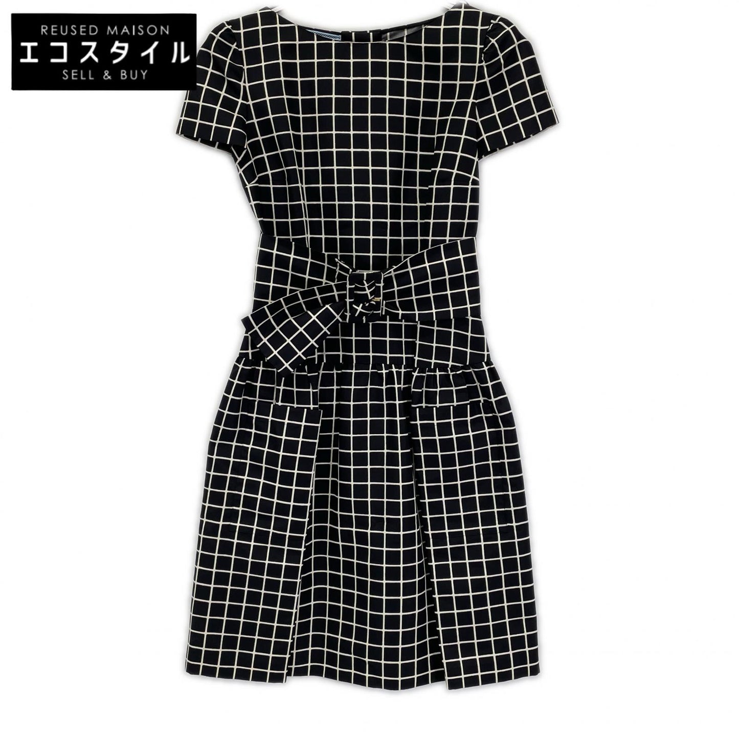 PRADA プラダ 11SS P358M シルク 格子デザイン ウエストベルト ワンピース ワンピース