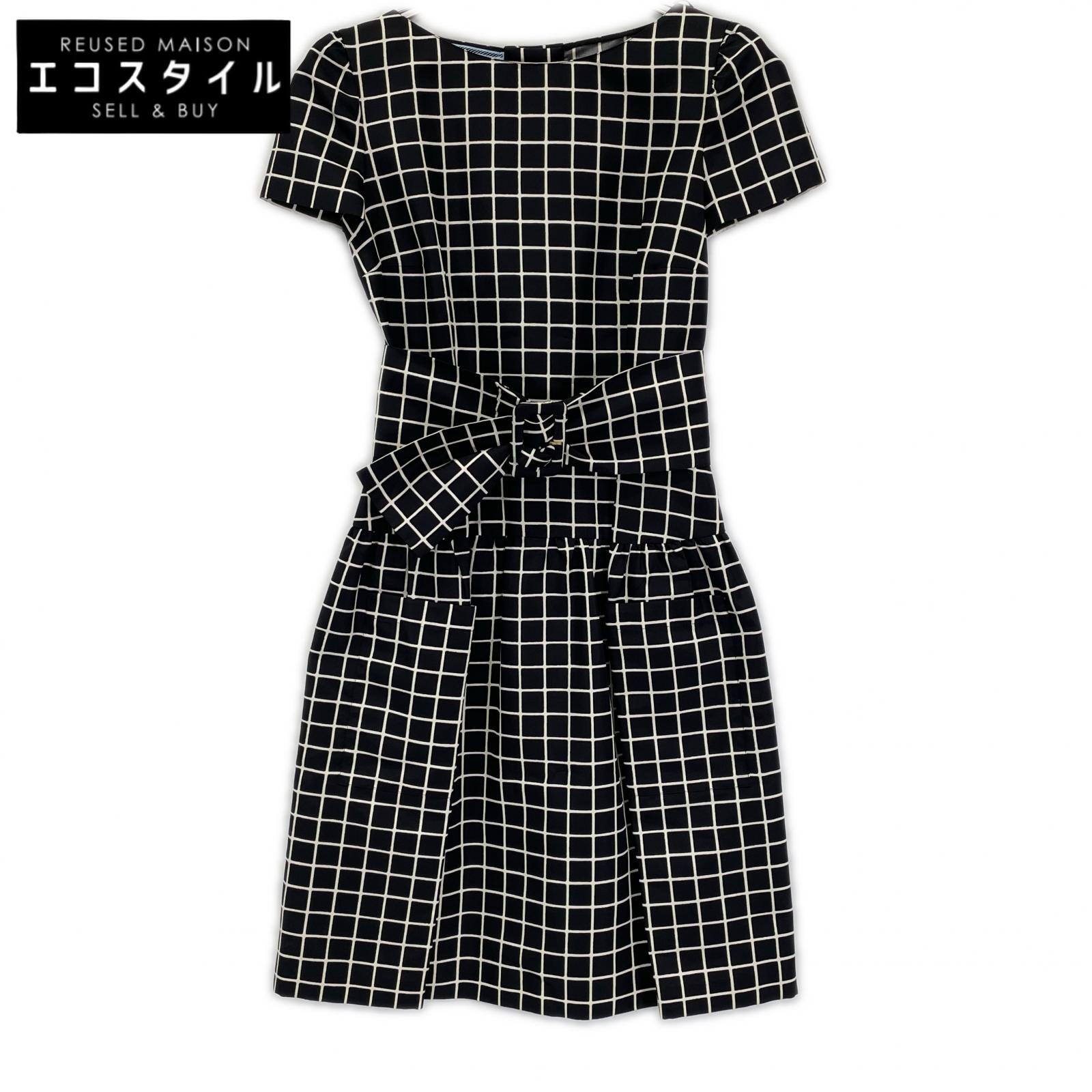 PRADA プラダ 11SS P358M シルク 格子デザイン ウエストベルト ワンピース ワンピース