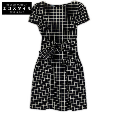 PRADA プラダ 11SS P358M シルク 格子デザイン ウエストベルト ワンピース ワンピース