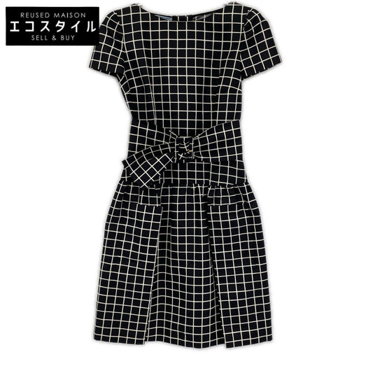 PRADA プラダ 11SS P358M シルク 格子デザイン ウエストベルト ワンピース ワンピース
