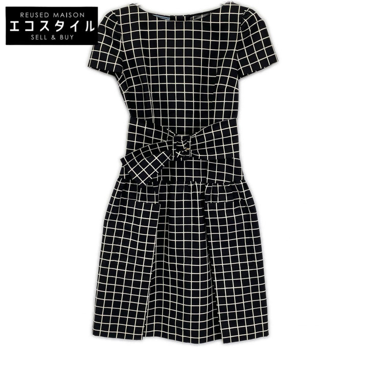 PRADA プラダ 11SS P358M シルク 格子デザイン ウエストベルト ワンピース ワンピース