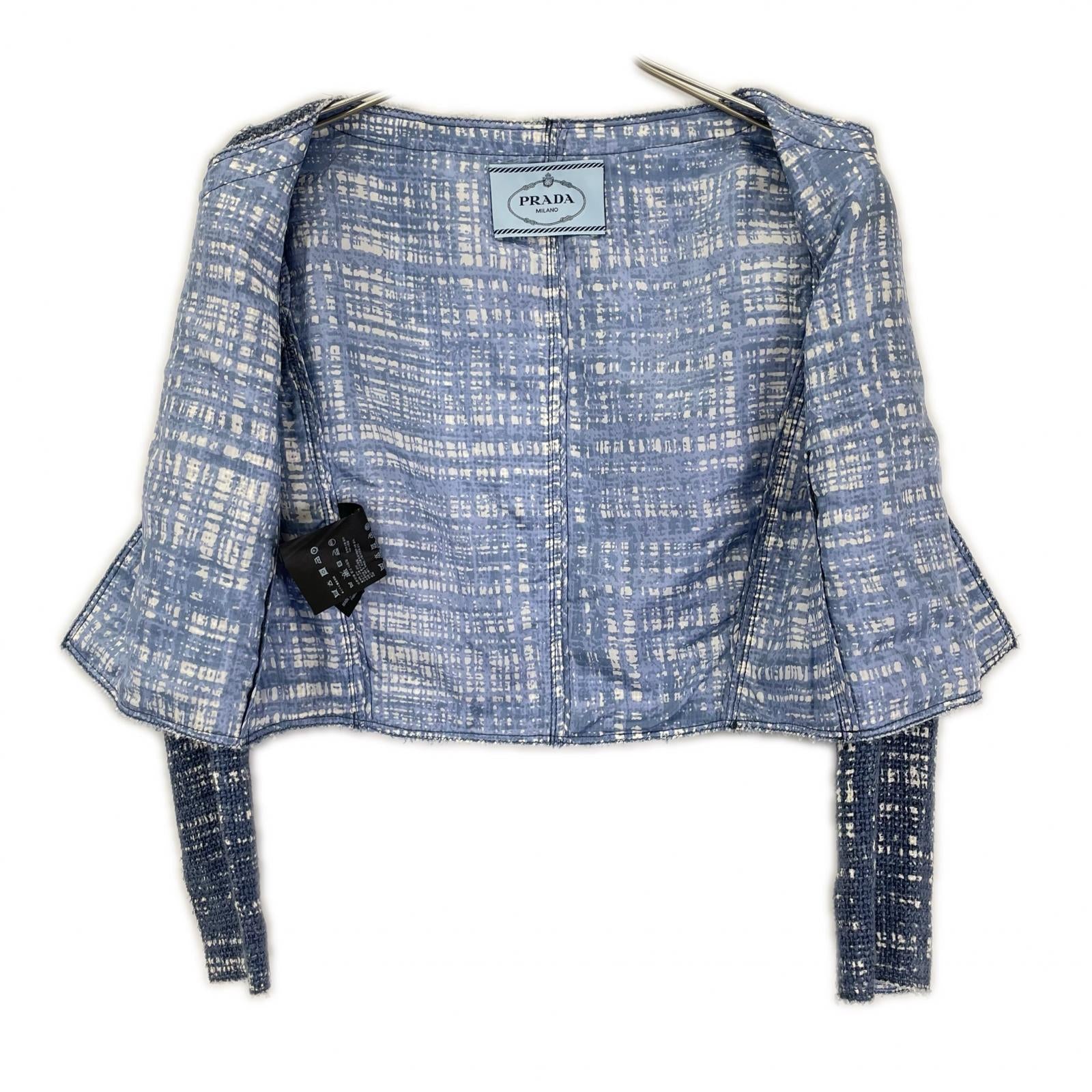 PRADA プラダ 10AW P5782/P1902 ツイード ノーカラージャケット スカートセットアップ スーツ セットアップ