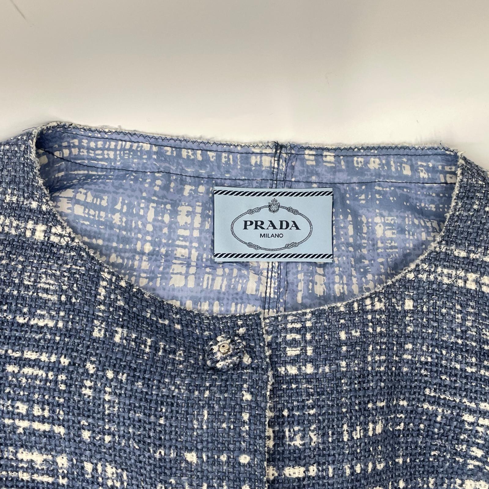 PRADA プラダ 10AW P5782/P1902 ツイード ノーカラージャケット スカートセットアップ スーツ セットアップ