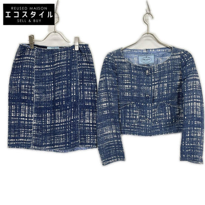 PRADA プラダ 10AW P5782/P1902 ツイード ノーカラージャケット スカートセットアップ スーツ セットアップ
