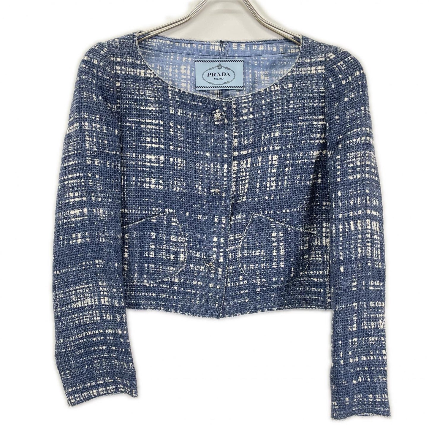 PRADA プラダ 10AW P5782/P1902 ツイード ノーカラージャケット スカートセットアップ スーツ セットアップ