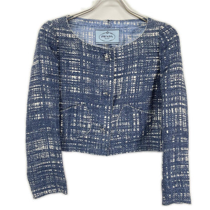PRADA プラダ 10AW P5782/P1902 ツイード ノーカラージャケット スカートセットアップ スーツ セットアップ