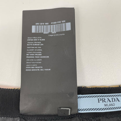PRADA プラダ 15SS P112GH オレンジ系チェック ウエストベルト リボン プリーツスカート スカート