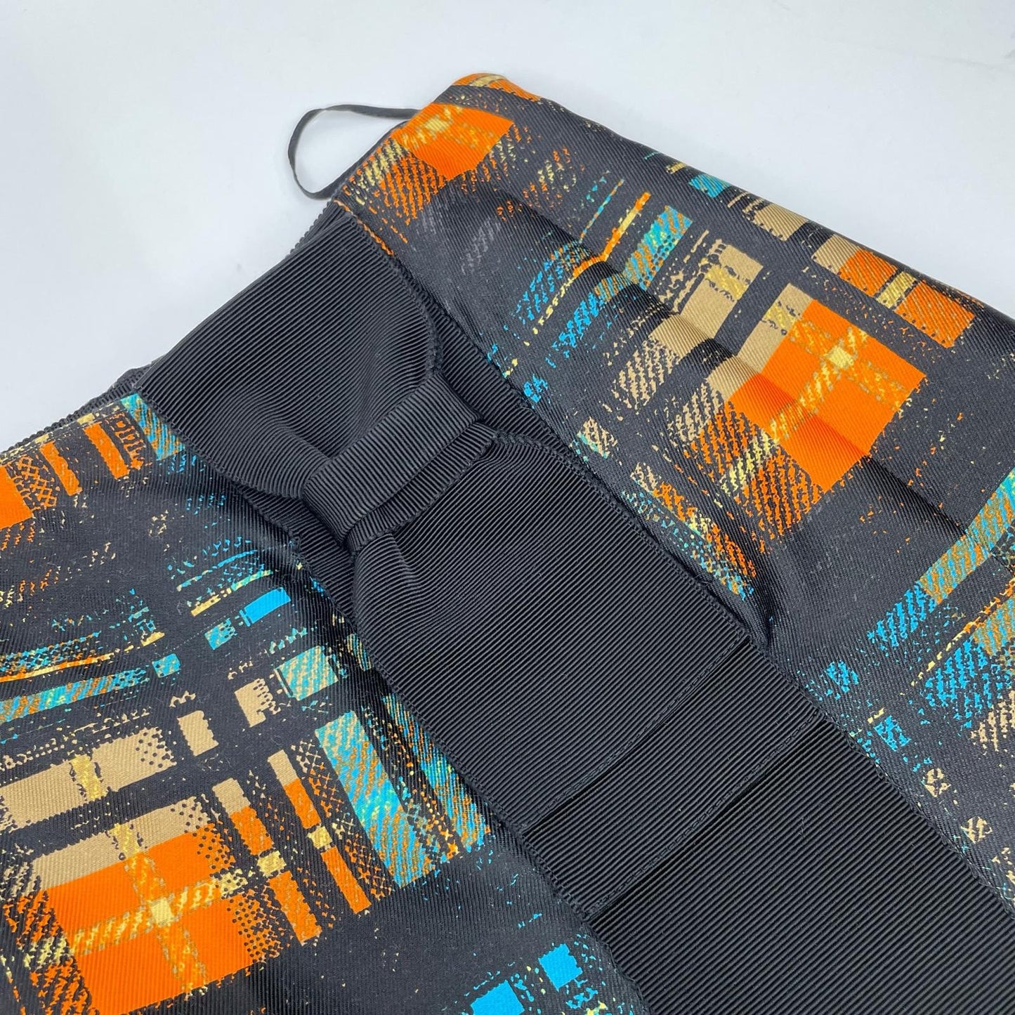 PRADA プラダ 15SS P112GH オレンジ系チェック ウエストベルト リボン プリーツスカート スカート