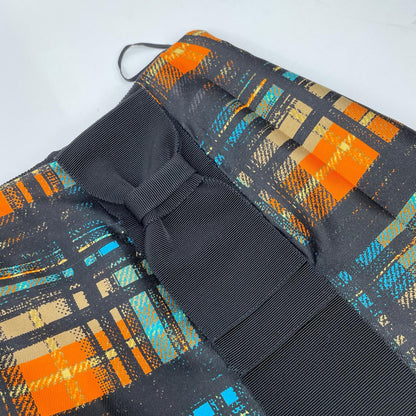 PRADA プラダ 15SS P112GH オレンジ系チェック ウエストベルト リボン プリーツスカート スカート