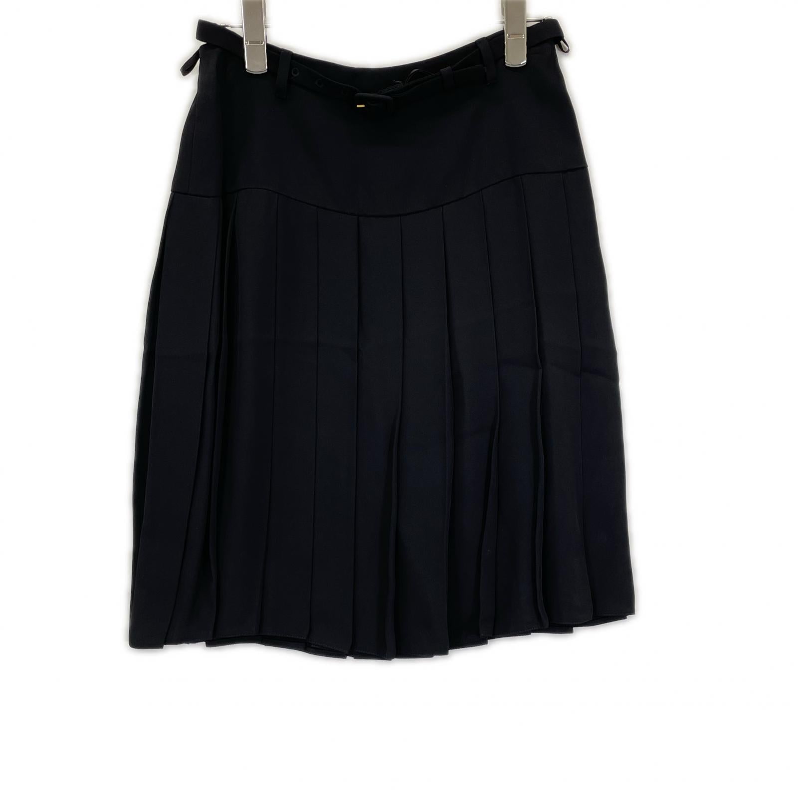 PRADA プラダ 12SS P1038 ブラック ウエストベルト プリーツ スカート スカート