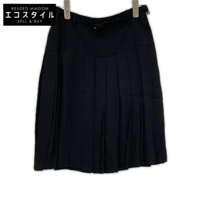 PRADA プラダ 12SS P1038 ブラック ウエストベルト プリーツ スカート スカート