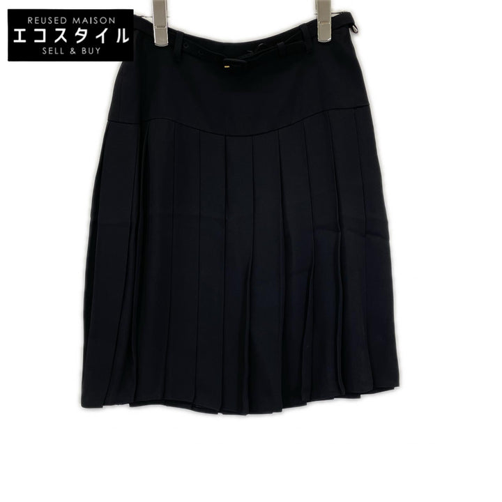 PRADA プラダ 12SS P1038 ブラック ウエストベルト プリーツ スカート スカート