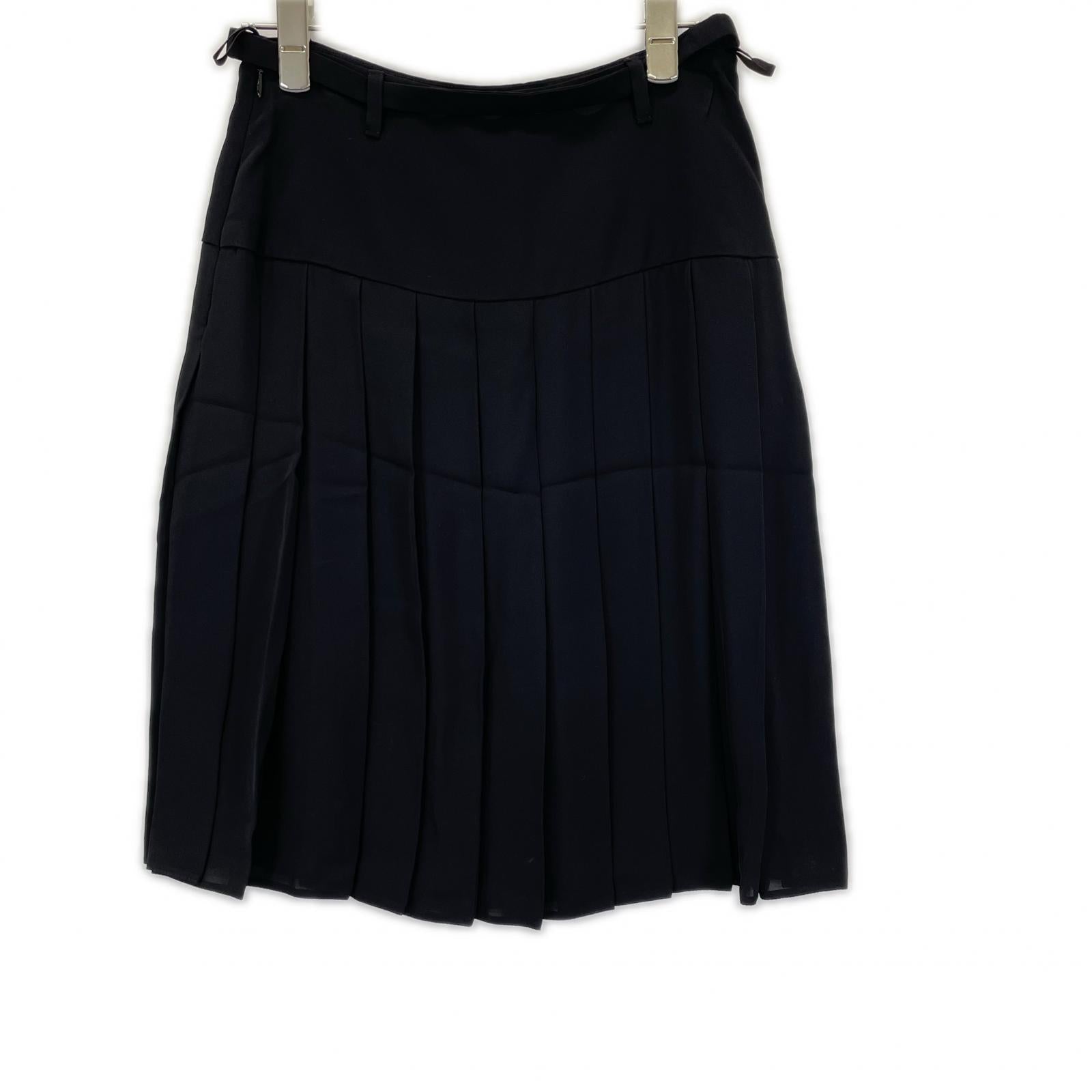 PRADA プラダ 12SS P1038 ブラック ウエストベルト プリーツ スカート スカート