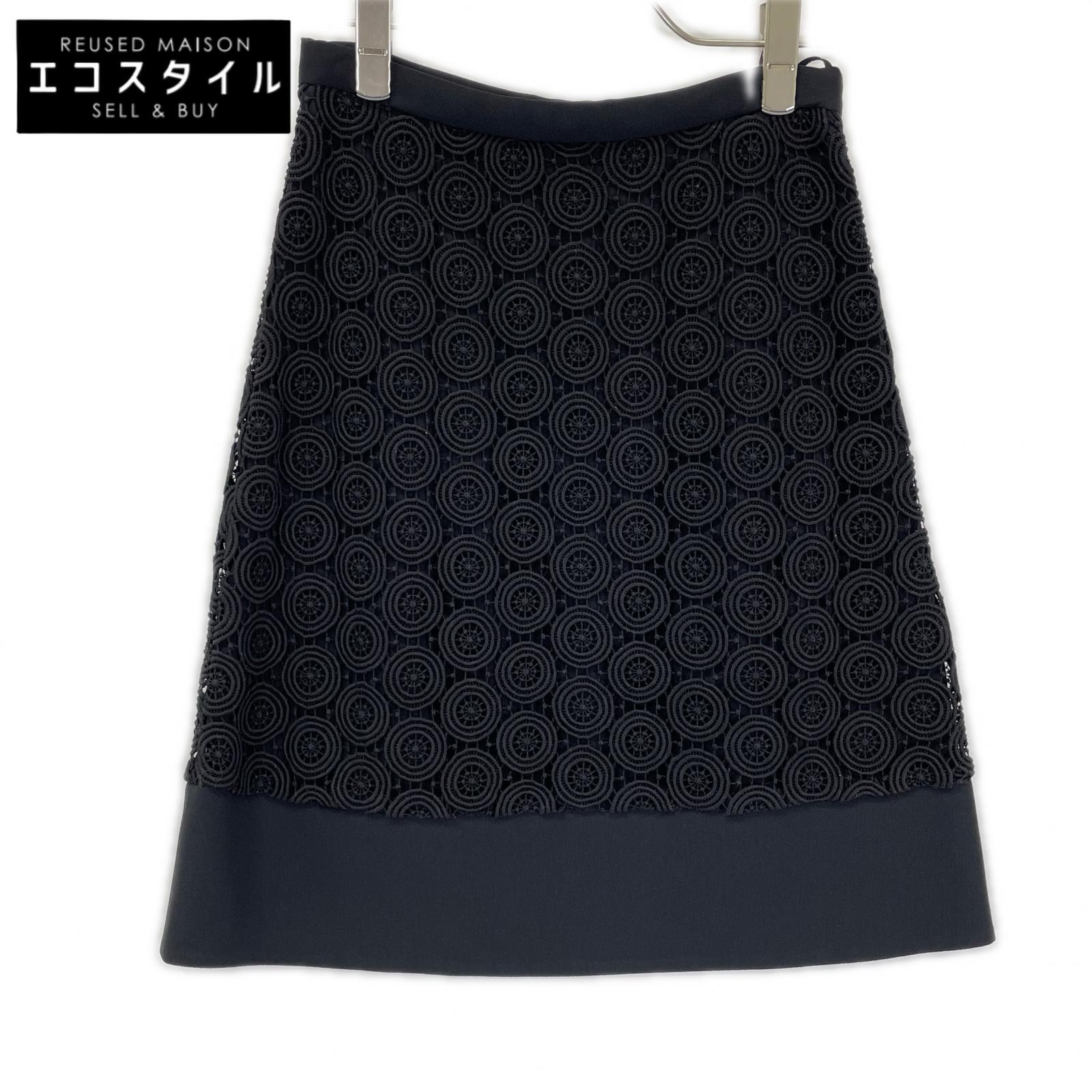 PRADA プラダ 13SS P182B ブラック 刺繍デザイン スカート スカート