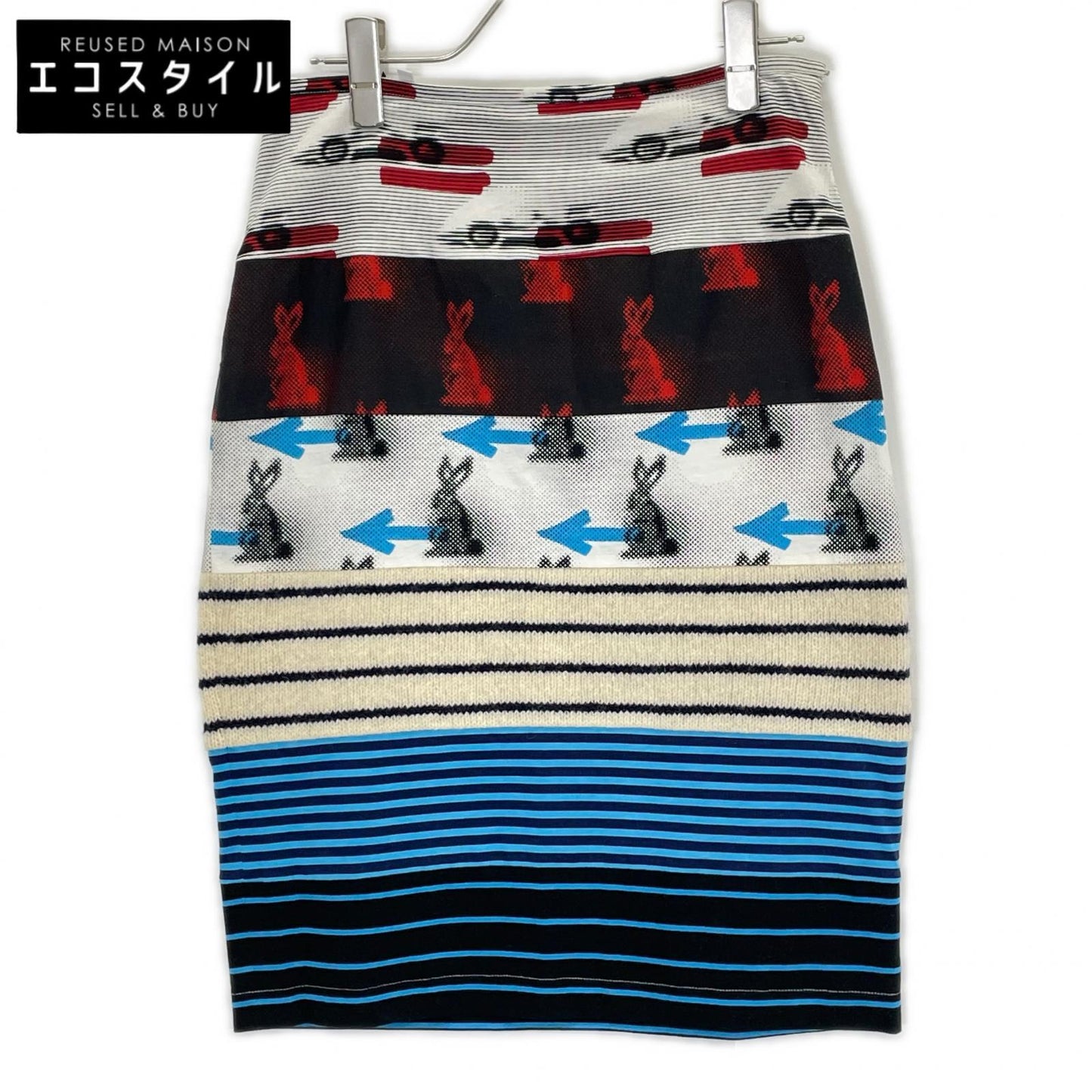 PRADA プラダ 31081 トライアングルロゴ ピクトラビット 異素材ミックス スカート スカート