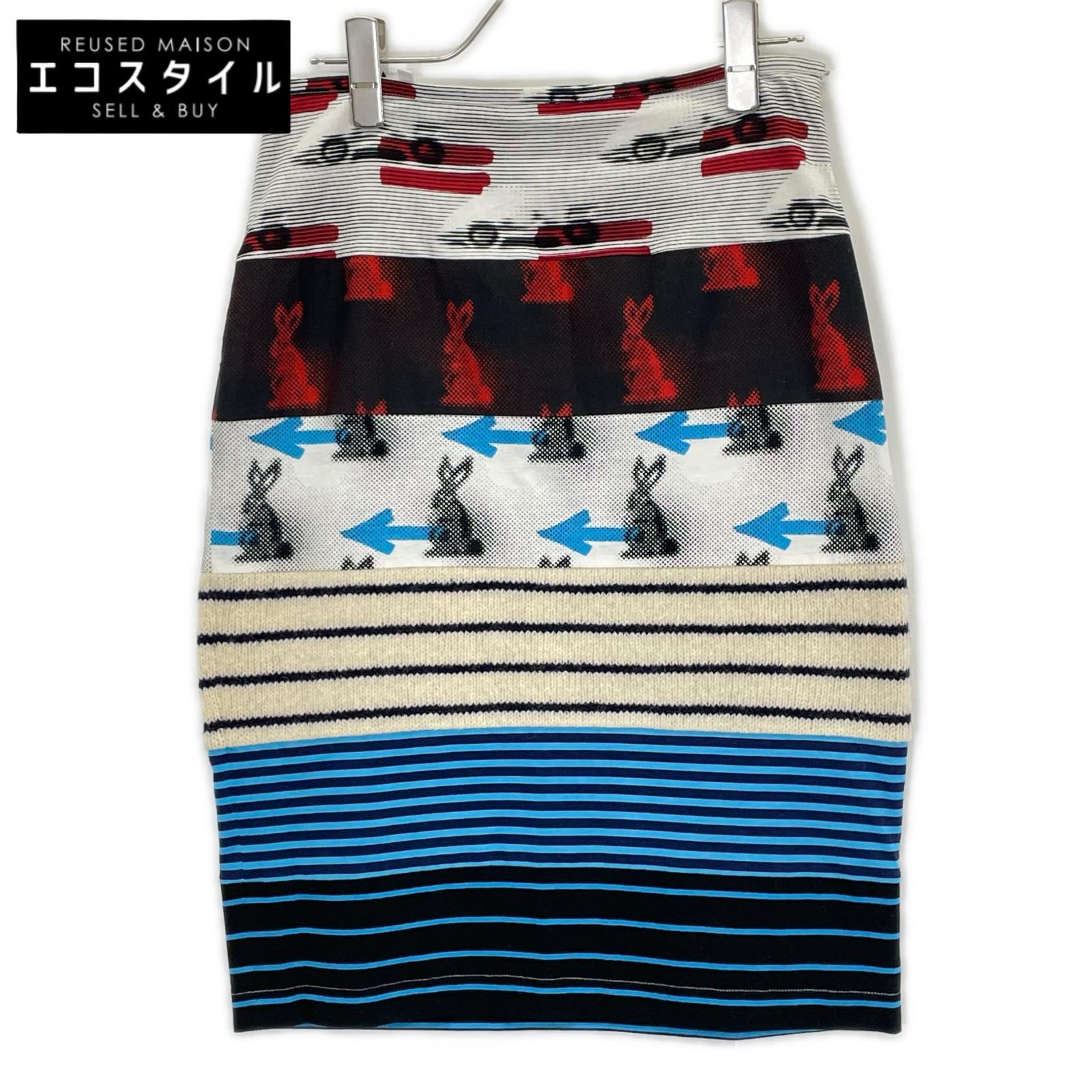 PRADA プラダ 31081 トライアングルロゴ ピクトラビット 異素材ミックス スカート スカート