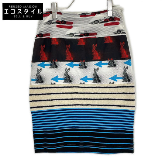 PRADA プラダ 31081 トライアングルロゴ ピクトラビット 異素材ミックス スカート スカート