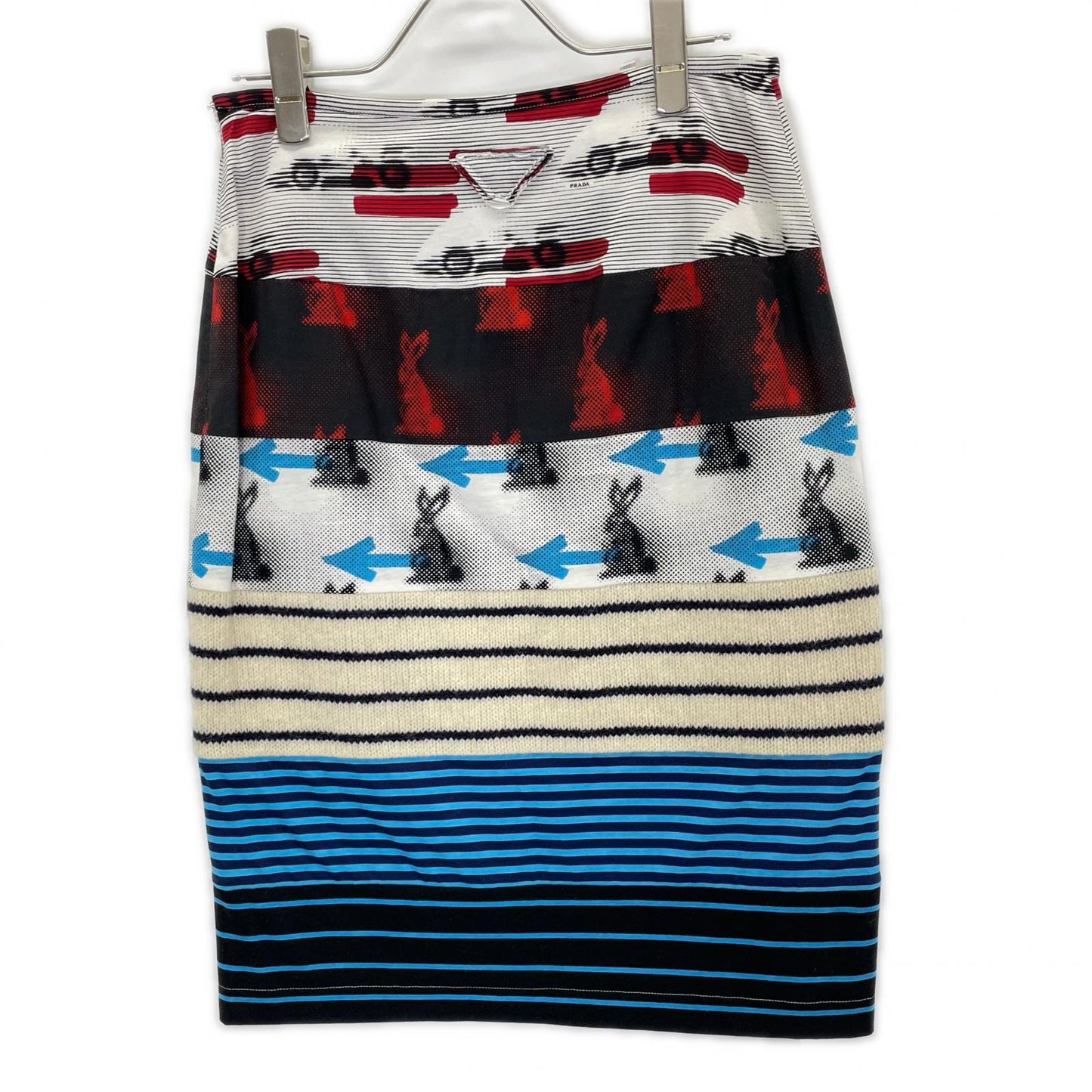 PRADA プラダ 31081 トライアングルロゴ ピクトラビット 異素材ミックス スカート スカート