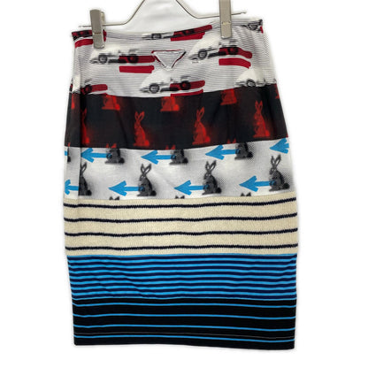 PRADA プラダ 31081 トライアングルロゴ ピクトラビット 異素材ミックス スカート スカート
