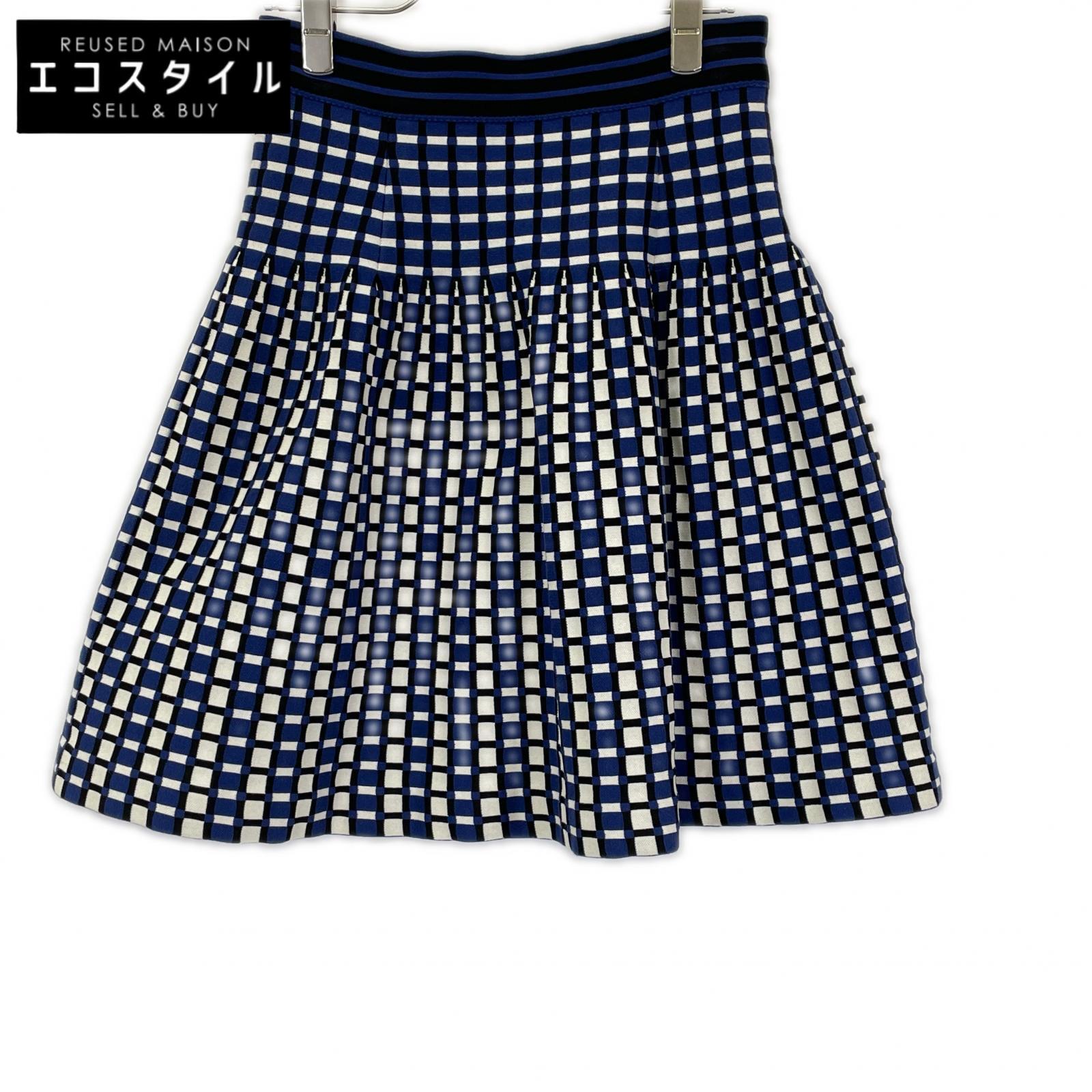 PRADA プラダ 14SS 121063 ブルー 総柄 ニットスカート スカート