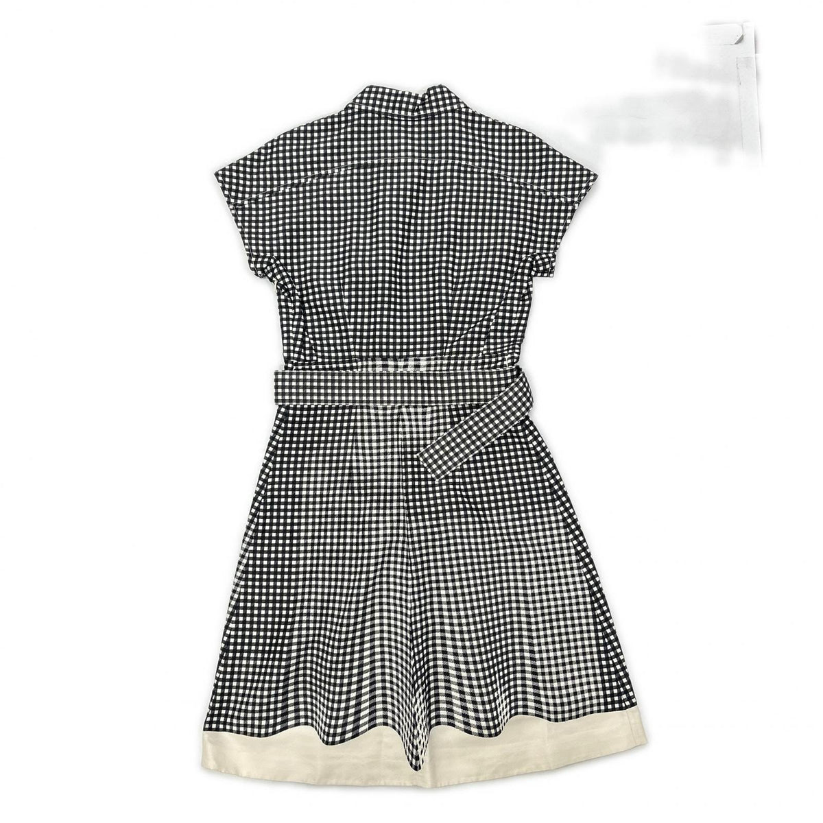 PRADA Prada 230546 silk gingham-check waist-ribbon half-zip dress dress