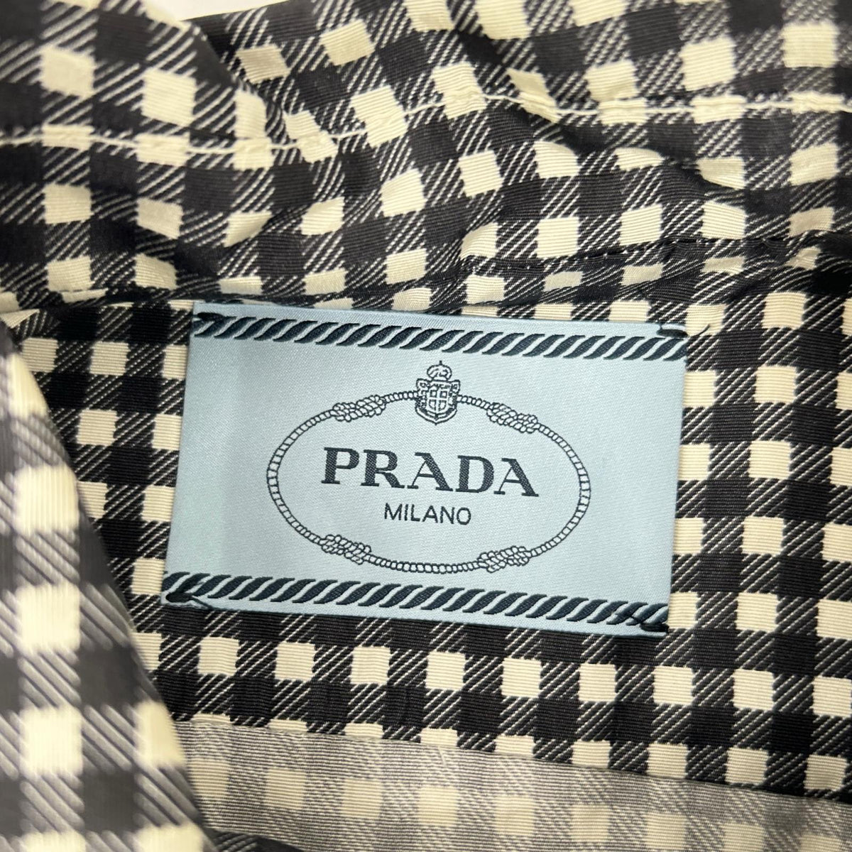 PRADA Prada 230546 silk gingham-check waist-ribbon half-zip dress dress