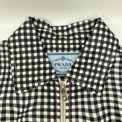 PRADA Prada 230546 silk gingham-check waist-ribbon half-zip dress dress