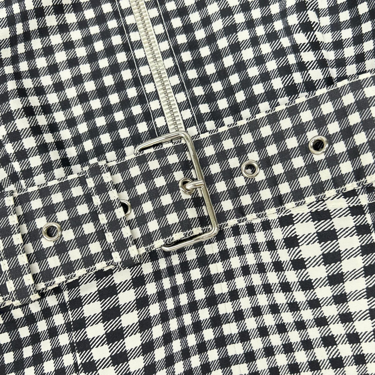 PRADA Prada 230546 silk gingham-check waist-ribbon half-zip dress dress