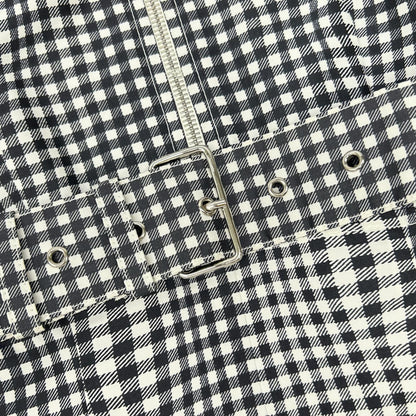 PRADA Prada 230546 silk gingham-check waist-ribbon half-zip dress dress