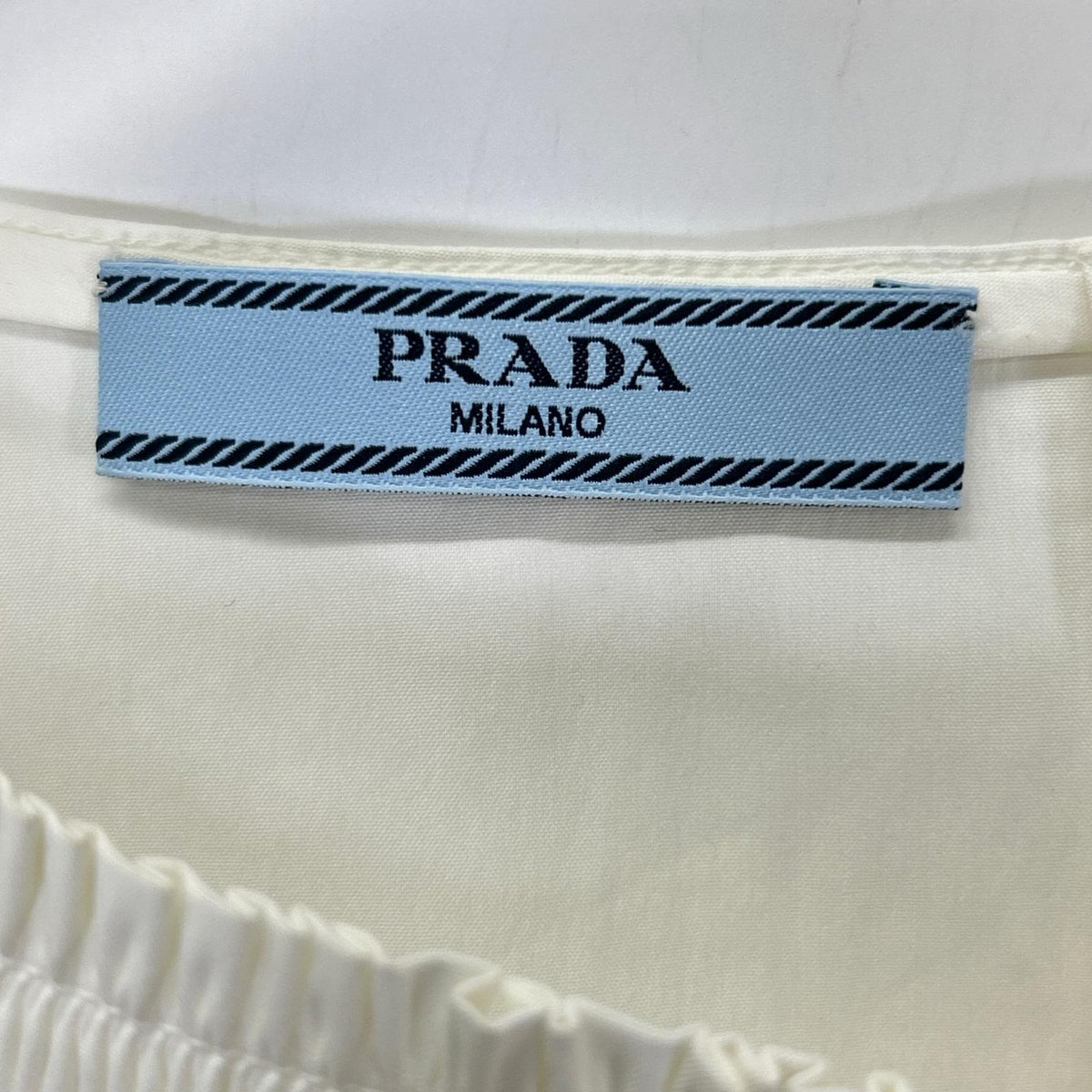 PRADA Prada P9978R white boat-neck ribbed blouse top