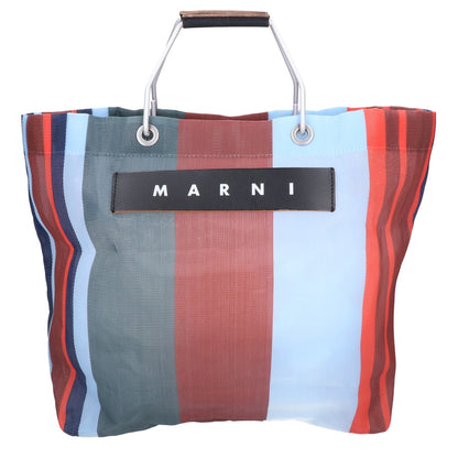 MARNI マルニ 【美品】フラワーカフェ ストライプ メッシュ トートバッグ