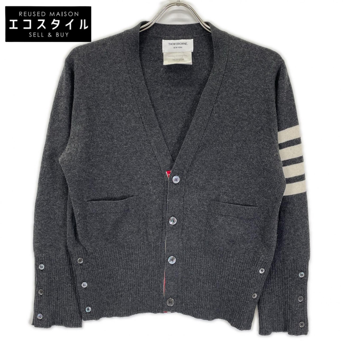 THOM BROWNE トムブラウン 4BAR アームライン ウールニットカーディガン トップス