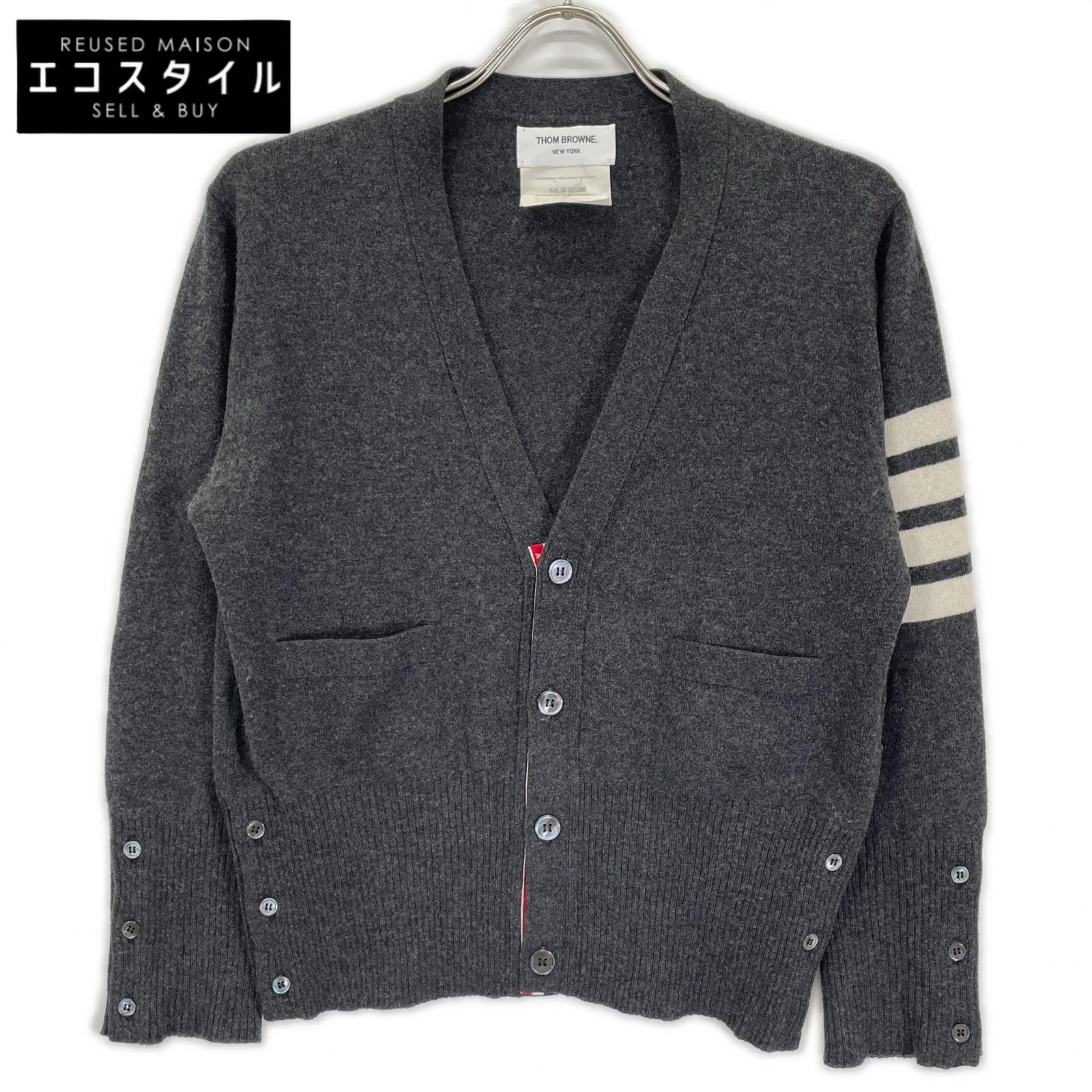 THOM BROWNE トムブラウン 4BAR アームライン ウールニットカーディガン トップス