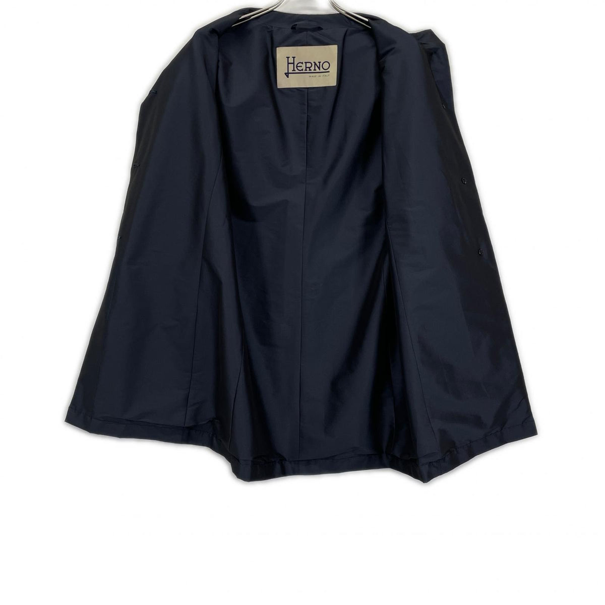 HERNO Herno CA0229D Navy Nylon Stand-Collar Coat Coat
