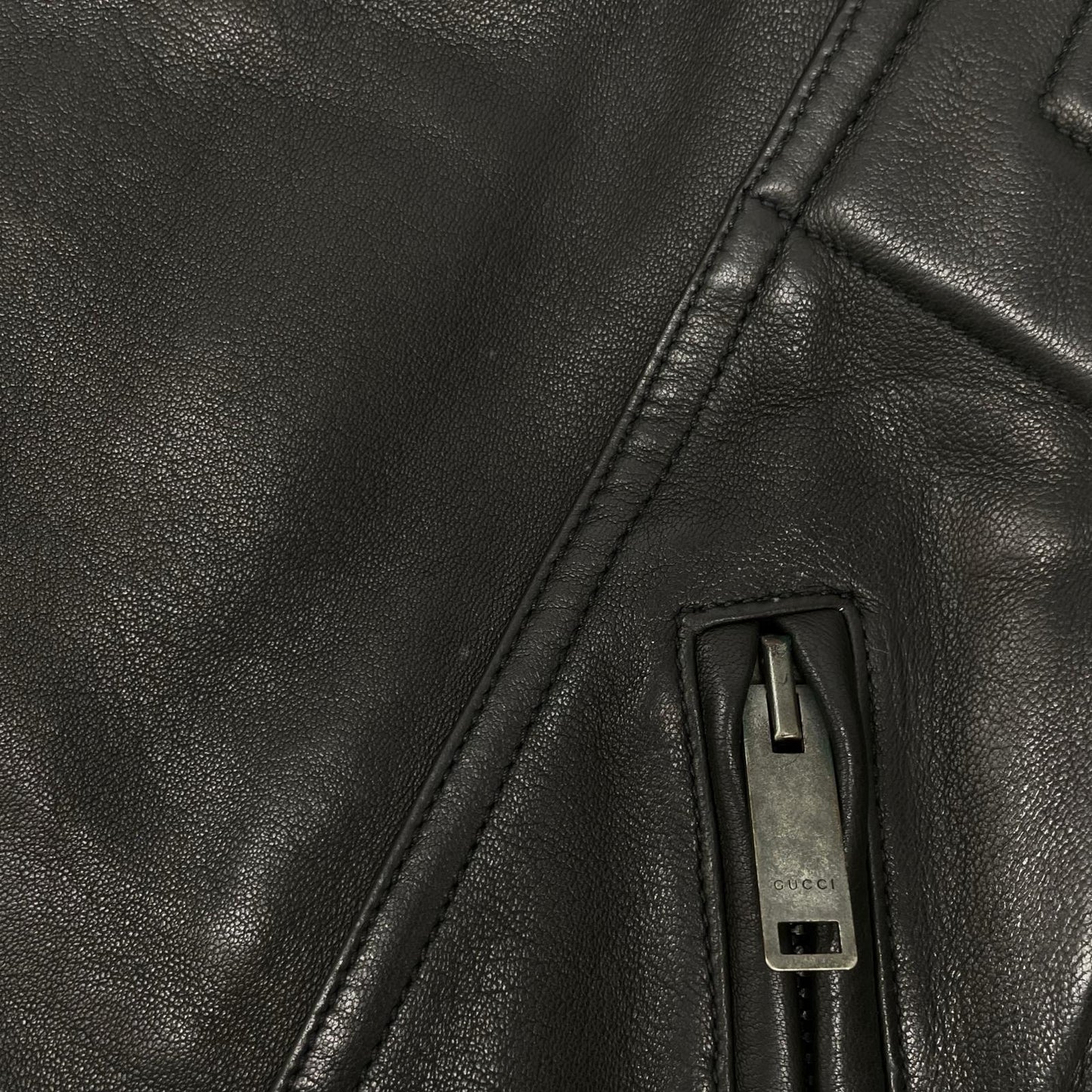 GUCCI グッチ 165399 XN029 ブラック ラムレザー ライダースベスト ベスト