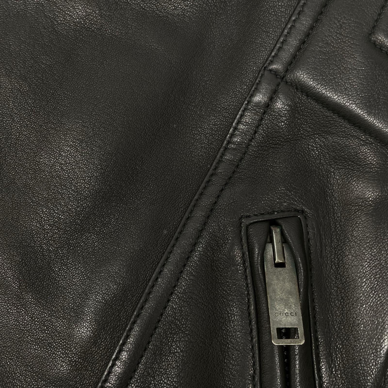 GUCCI グッチ 165399 XN029 ブラック ラムレザー ライダースベスト ベスト