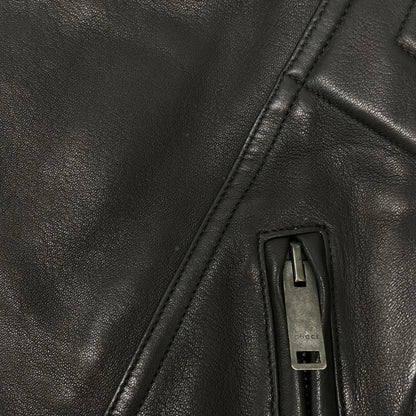 GUCCI グッチ 165399 XN029 ブラック ラムレザー ライダースベスト ベスト