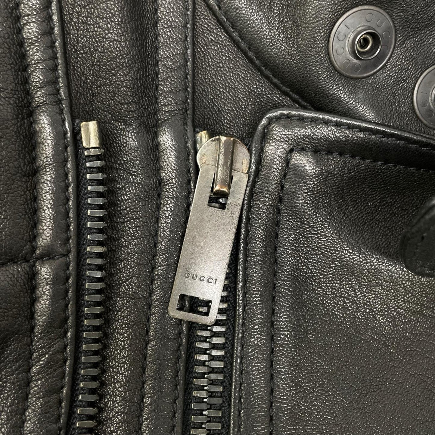 GUCCI グッチ 165399 XN029 ブラック ラムレザー ライダースベスト ベスト