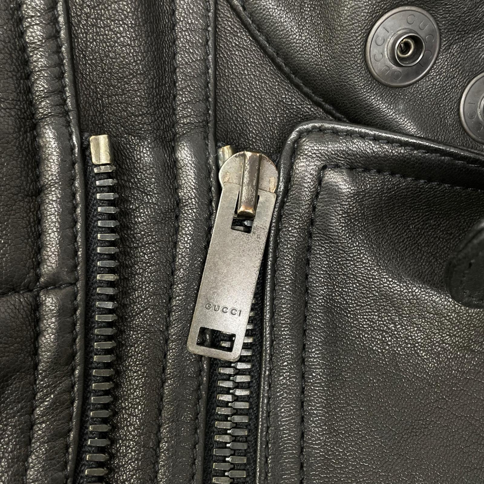GUCCI グッチ 165399 XN029 ブラック ラムレザー ライダースベスト ベスト