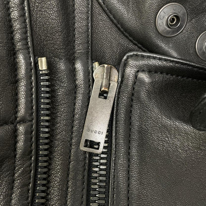 GUCCI グッチ 165399 XN029 ブラック ラムレザー ライダースベスト ベスト