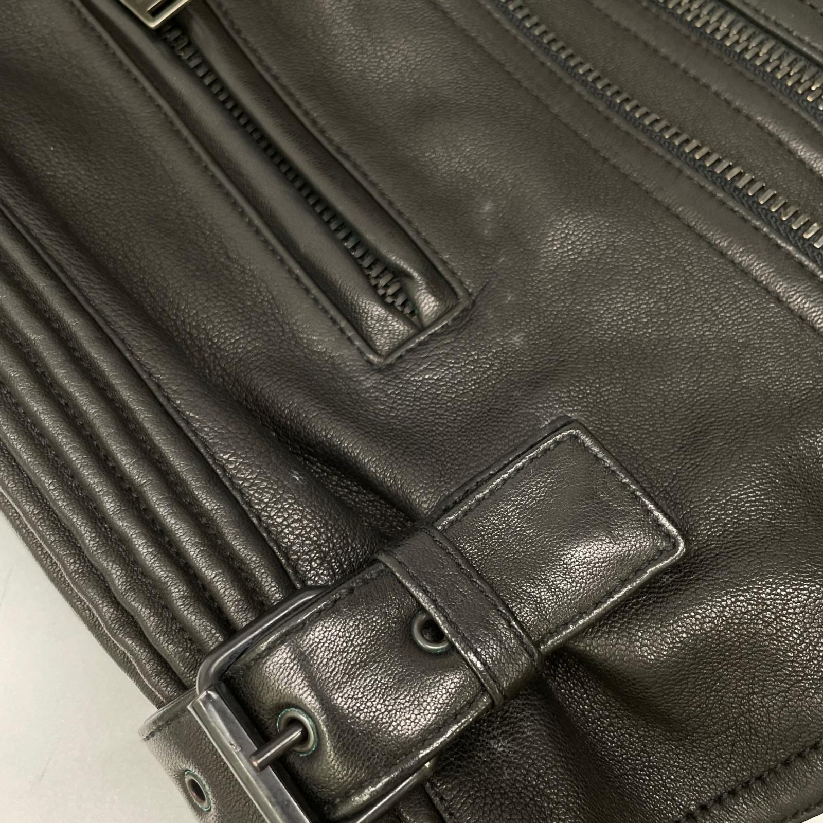 GUCCI グッチ 165399 XN029 ブラック ラムレザー ライダースベスト ベスト