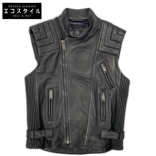 GUCCI グッチ 165399 XN029 ブラック ラムレザー ライダースベスト ベスト