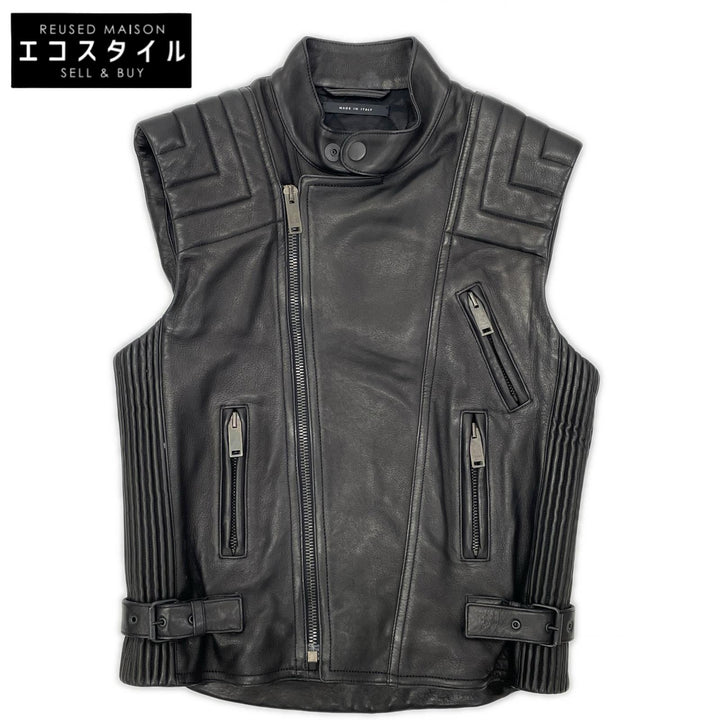 GUCCI グッチ 165399 XN029 ブラック ラムレザー ライダースベスト ベスト